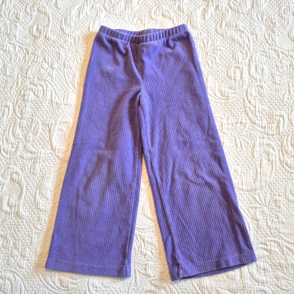 Tea Collection girls size 5 light purple pull on pants ribbed design GUC